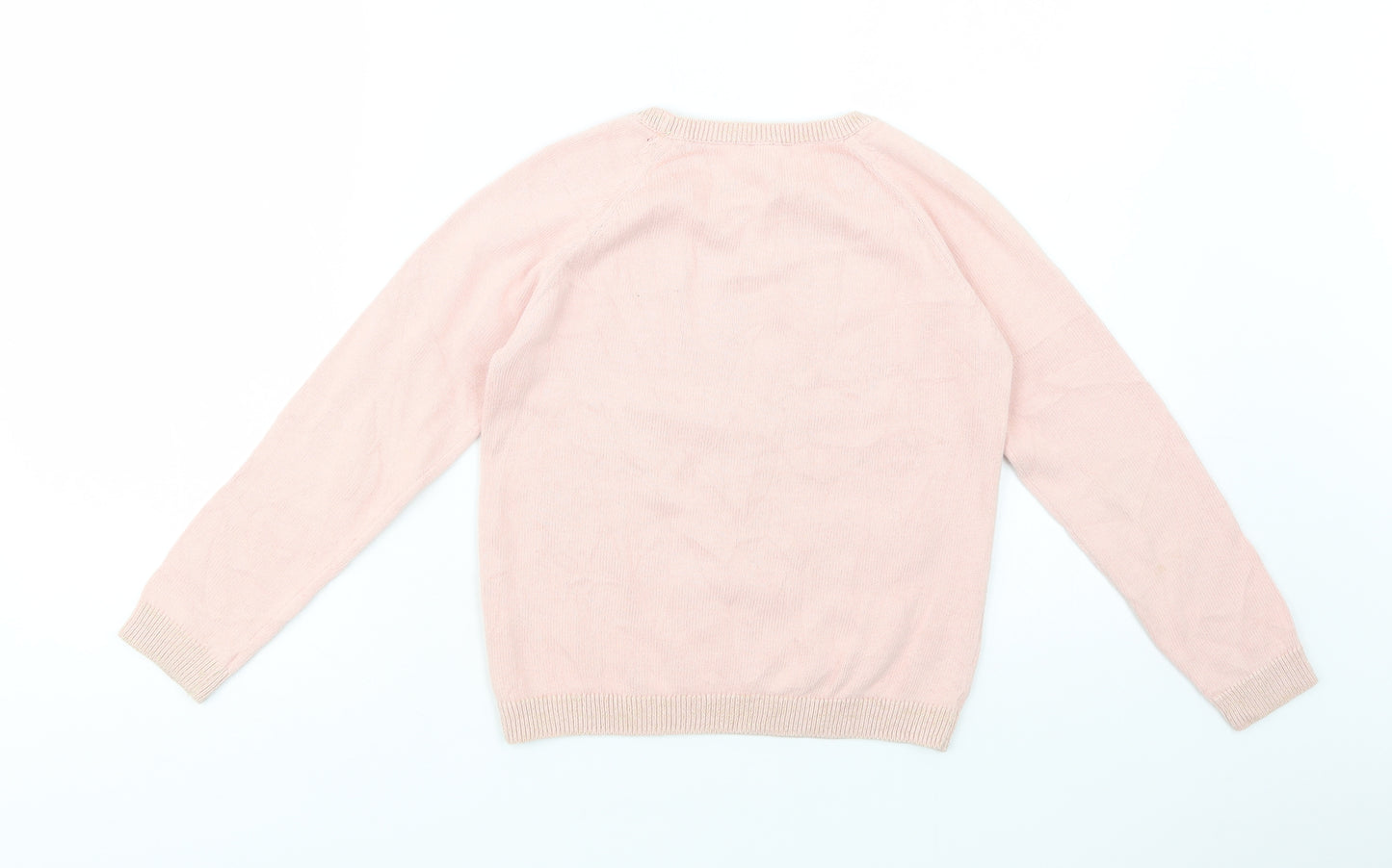 TU Girls Pink Crew Neck  Cotton Pullover Jumper Size 8 Years  Pullover - Swan