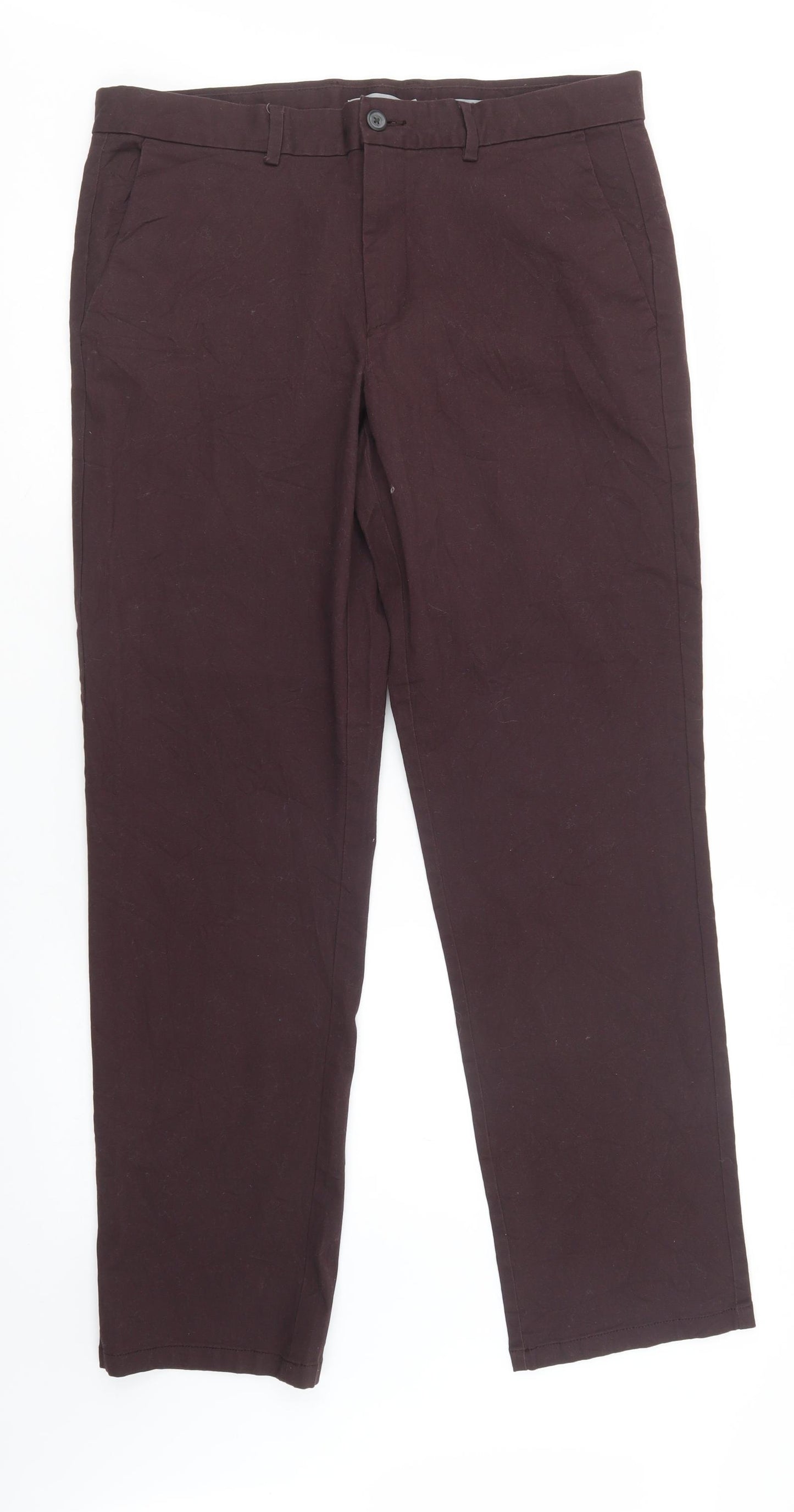 TU Mens Purple  Cotton Chino Trousers Size 34 L34 in Regular Button
