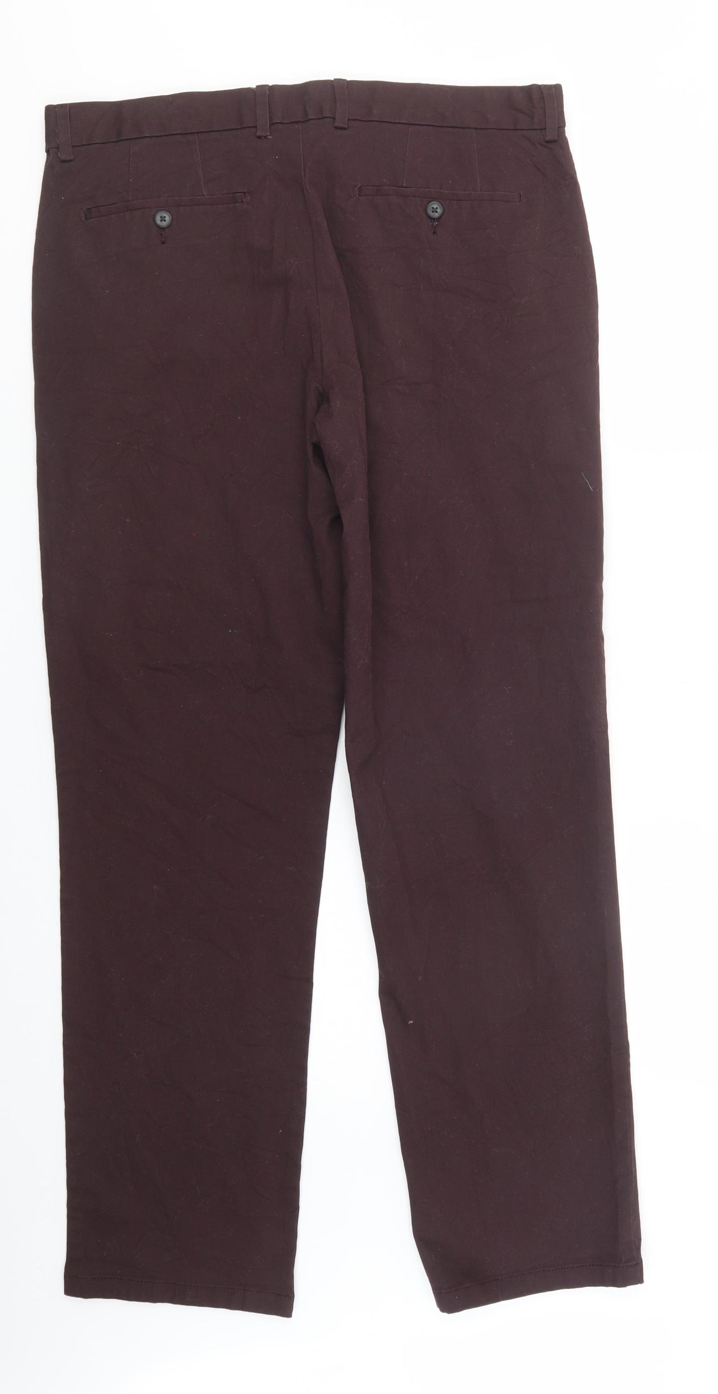 TU Mens Purple  Cotton Chino Trousers Size 34 L34 in Regular Button