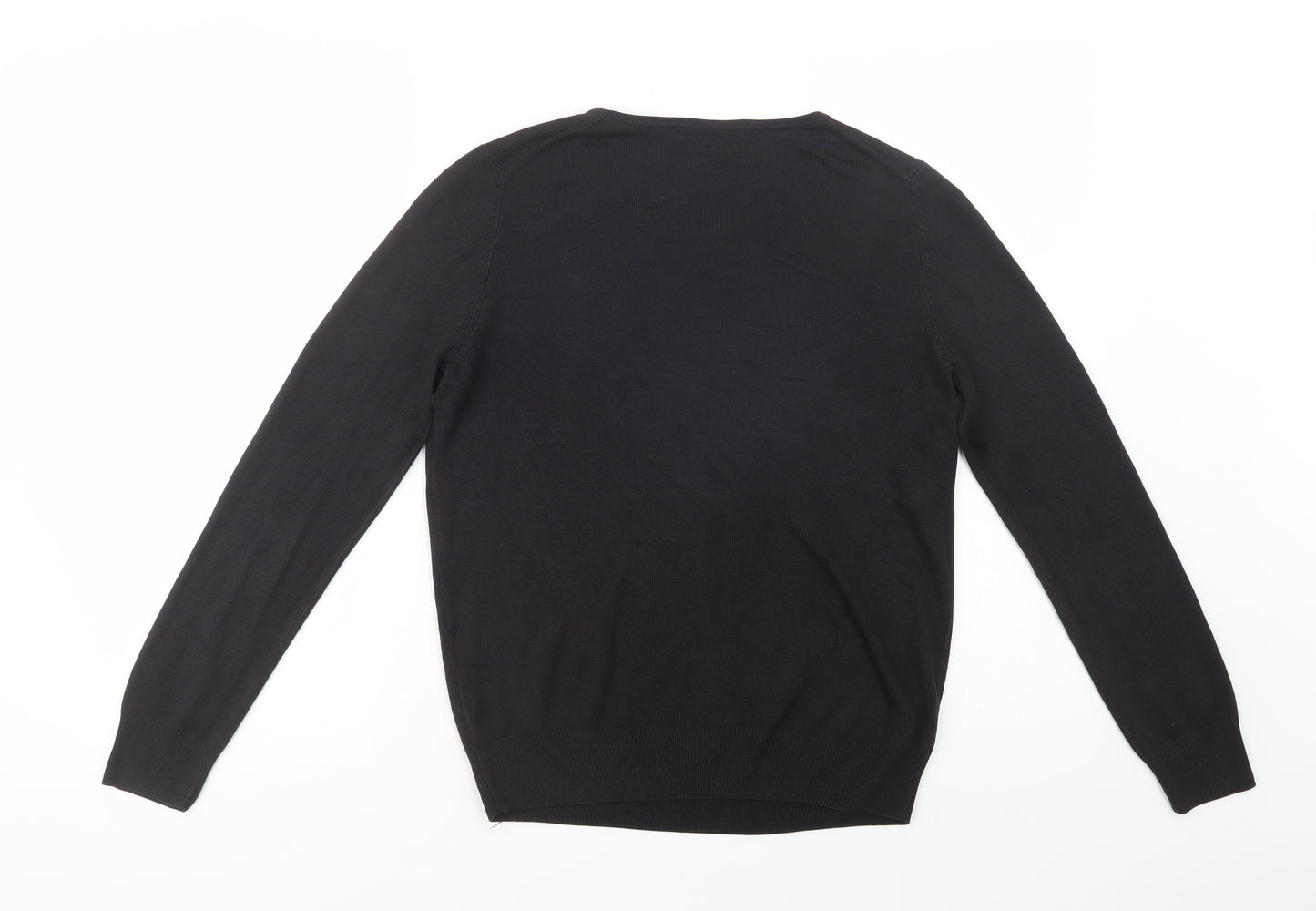 Marks and Spencer Womens Black Crew Neck  Acrylic Pullover Jumper Size 12