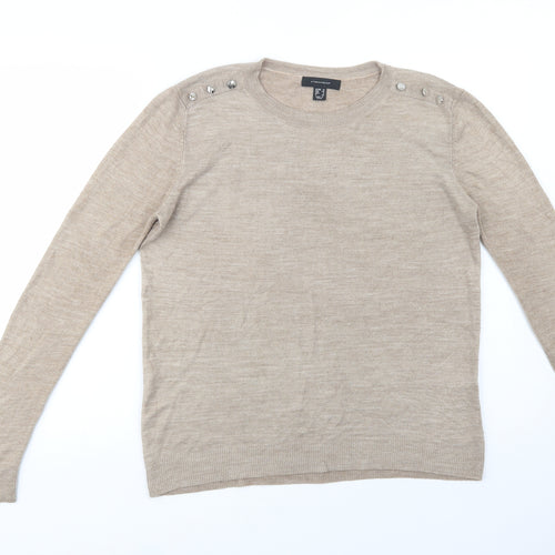Primark Womens Beige Crew Neck  Acrylic Pullover Jumper Size 12
