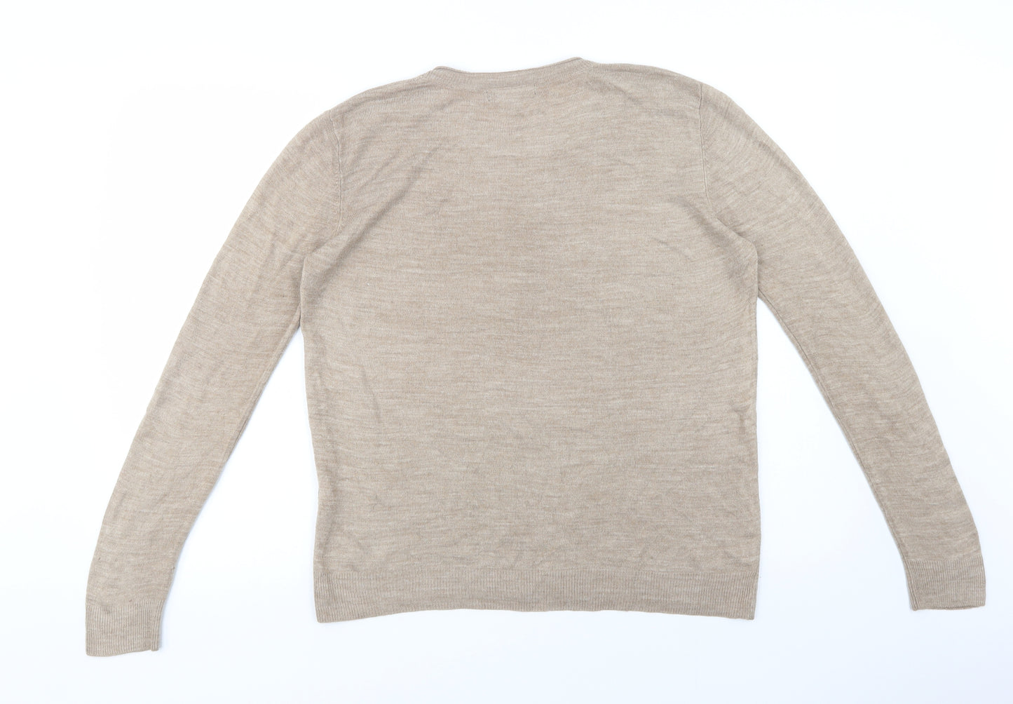 Primark Womens Beige Crew Neck  Acrylic Pullover Jumper Size 12