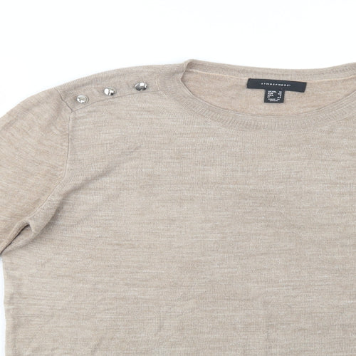 Primark Womens Beige Crew Neck  Acrylic Pullover Jumper Size 12