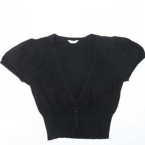 Editions Womens Black V-Neck  Cotton Cardigan Jumper Size 14