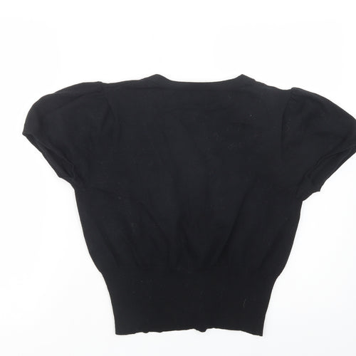 Editions Womens Black V-Neck  Cotton Cardigan Jumper Size 14