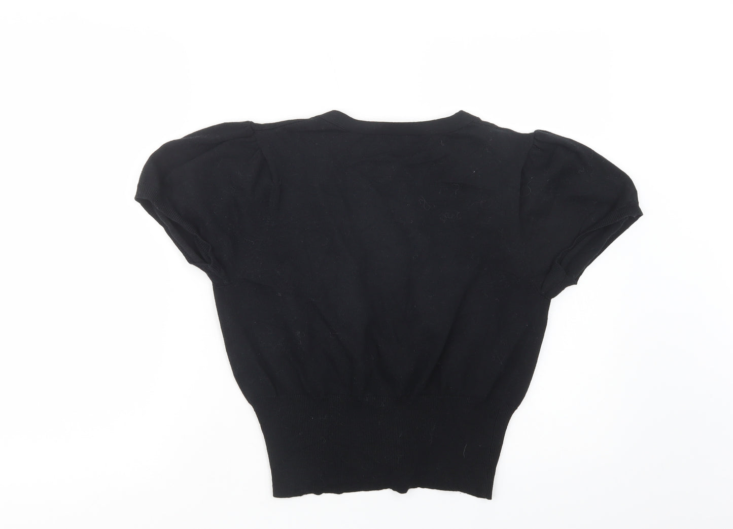 Editions Womens Black V-Neck  Cotton Cardigan Jumper Size 14