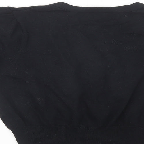 Editions Womens Black V-Neck  Cotton Cardigan Jumper Size 14