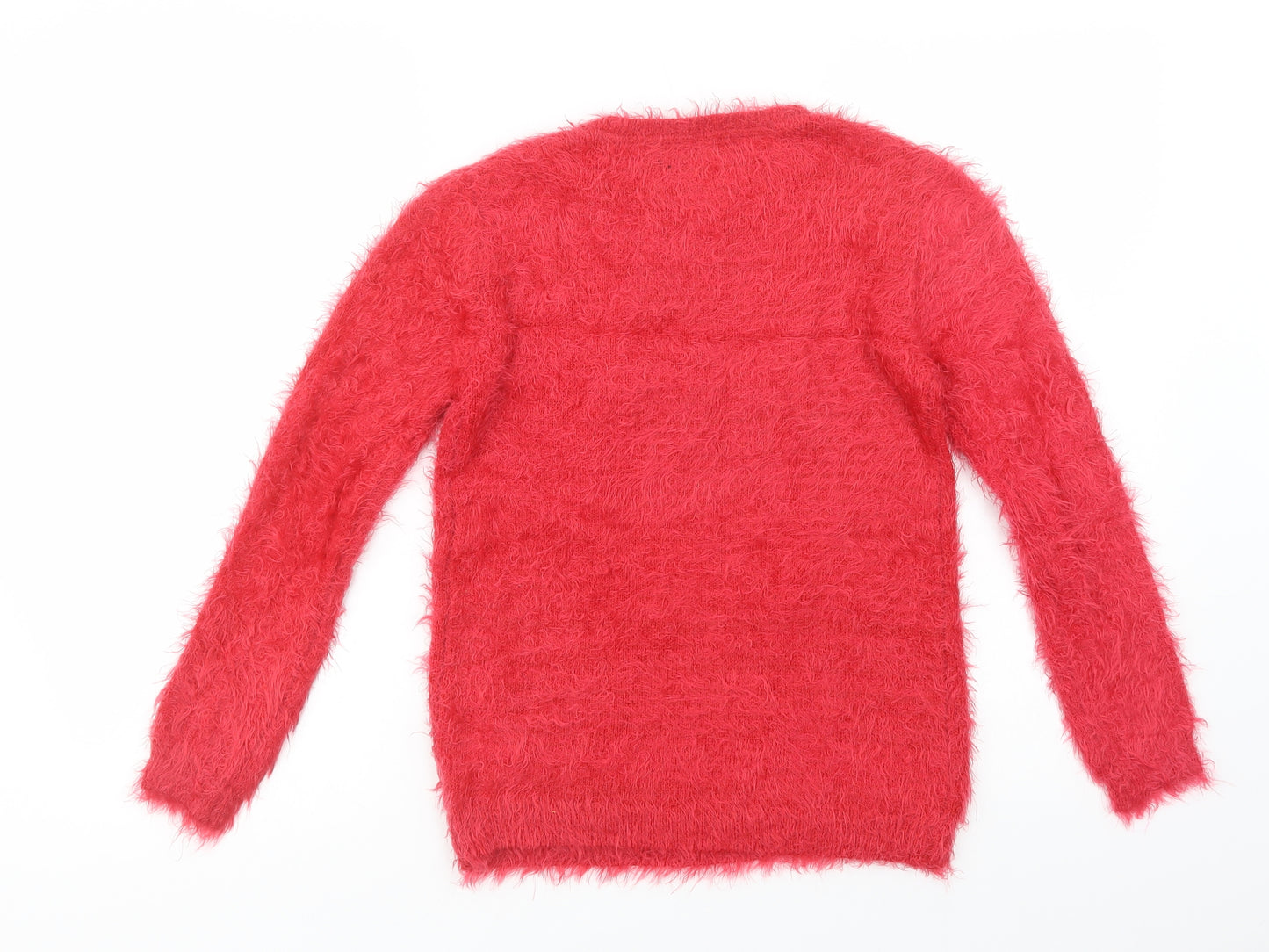 Primark Girls Red Crew Neck  Acrylic Pullover Jumper Size 9-10 Years  Pullover - Rudolph Christmas