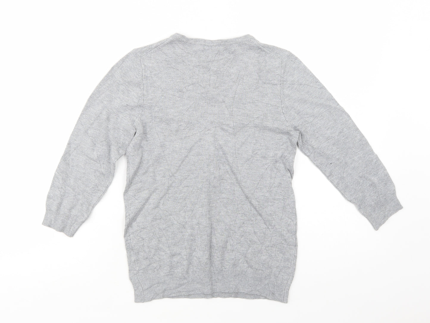 Marks and Spencer Womens Grey V-Neck  Viscose Pullover Jumper Size 8