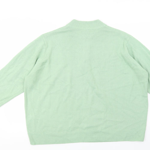 Damart Womens Green Mock Neck  Acrylic Henley Jumper Size 26