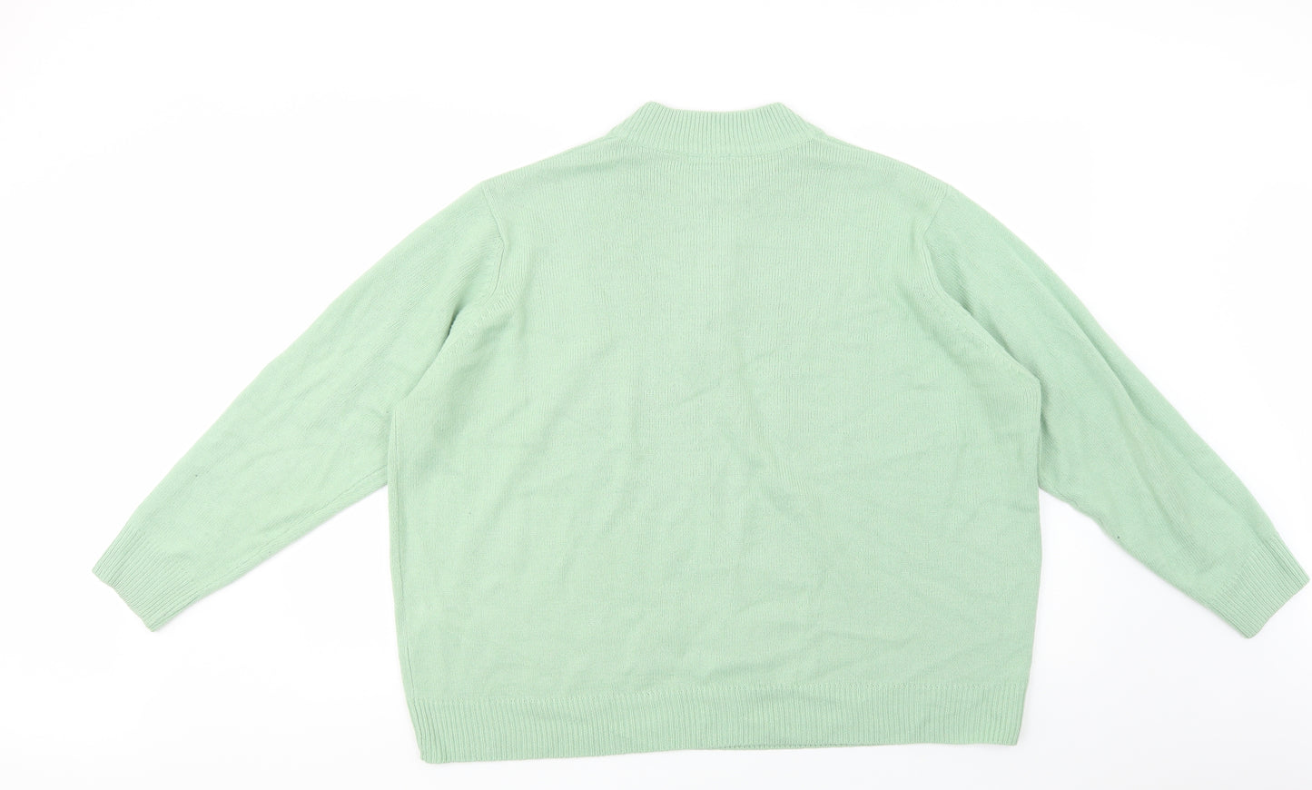 Damart Womens Green Mock Neck  Acrylic Henley Jumper Size 26