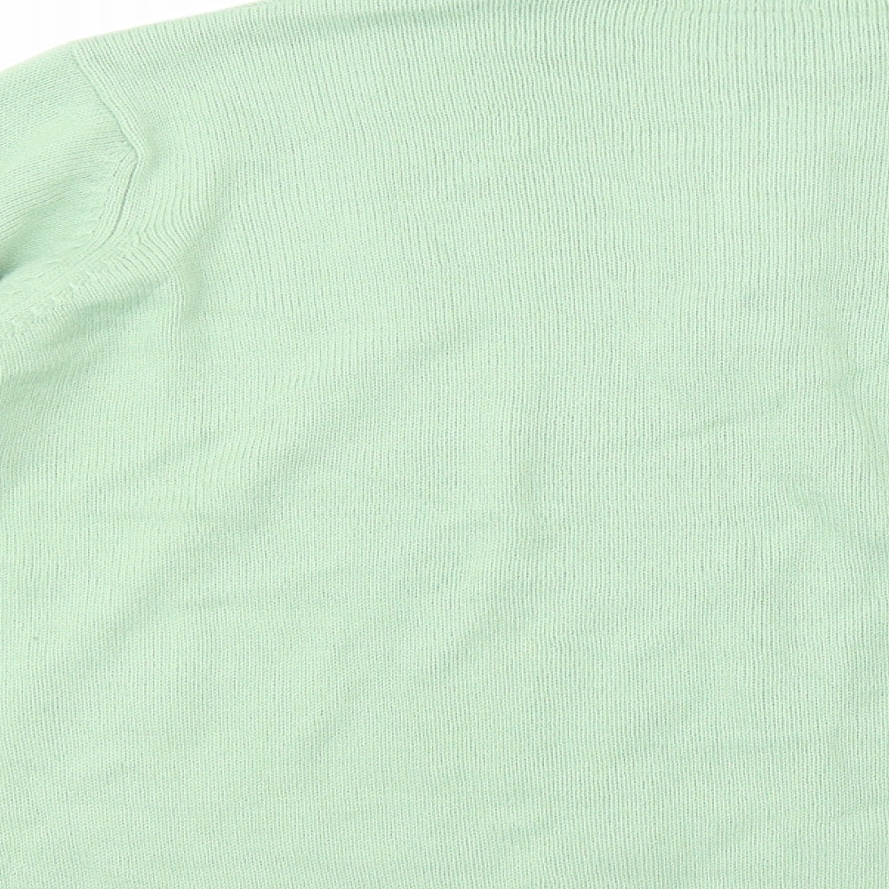 Damart Womens Green Mock Neck  Acrylic Henley Jumper Size 26