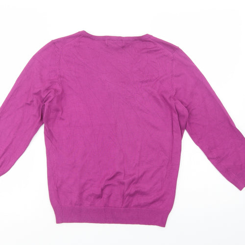 Marks and Spencer Womens Purple V-Neck  Viscose Pullover Jumper Size 16