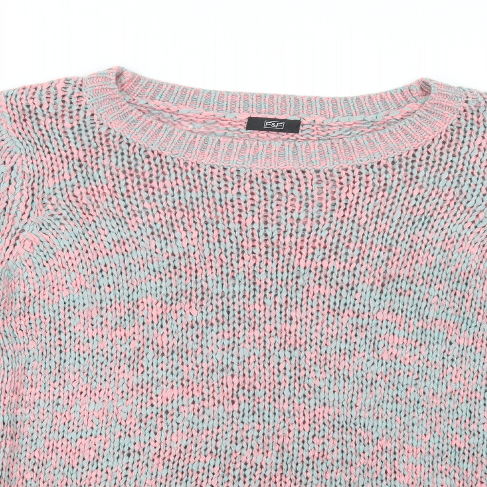 F&F Womens Pink Round Neck  Acrylic Pullover Jumper Size 10