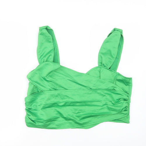 PRETTYLITTLETHING Womens Green  Polyester Cropped Blouse Size 20 Sweetheart