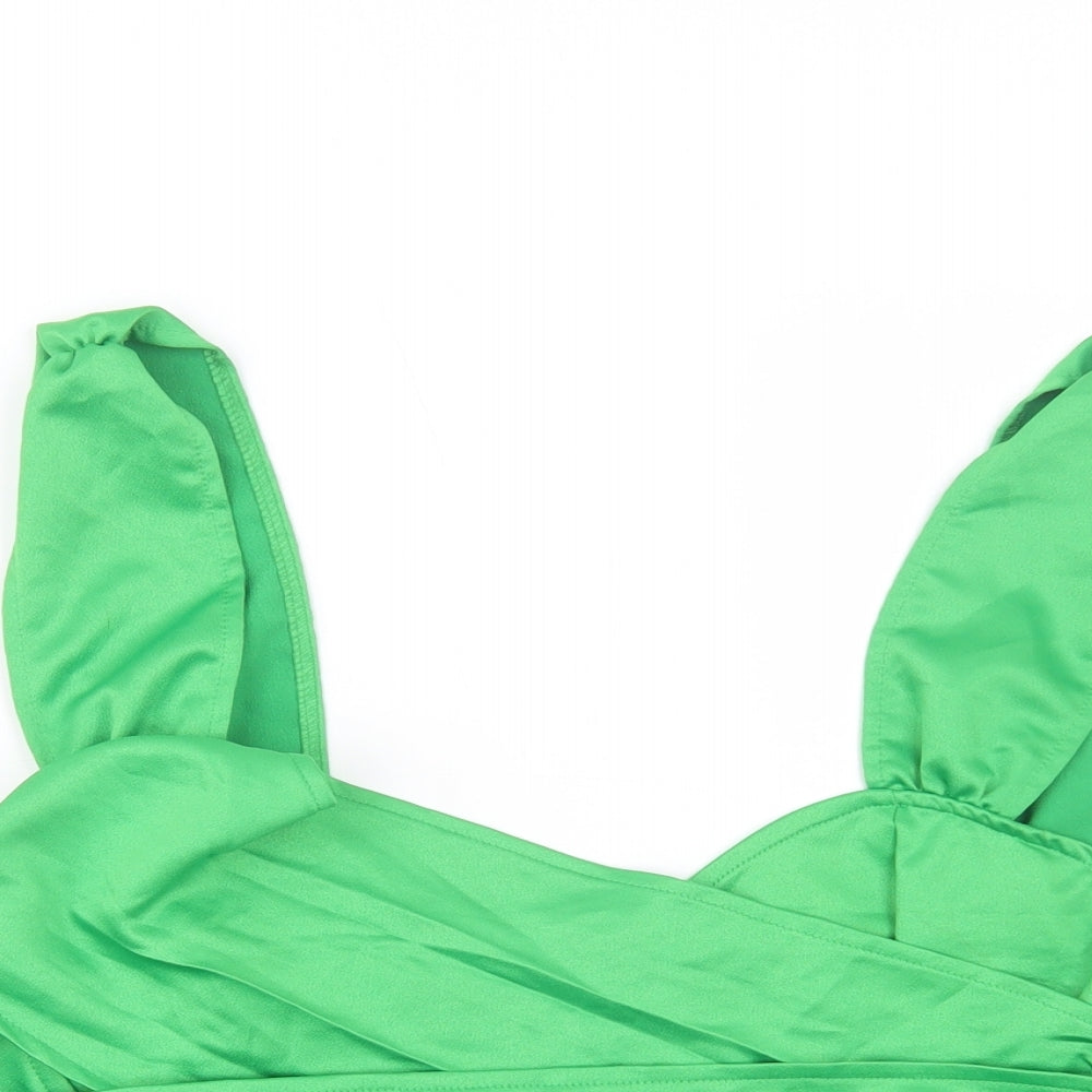 PRETTYLITTLETHING Womens Green  Polyester Cropped Blouse Size 20 Sweetheart