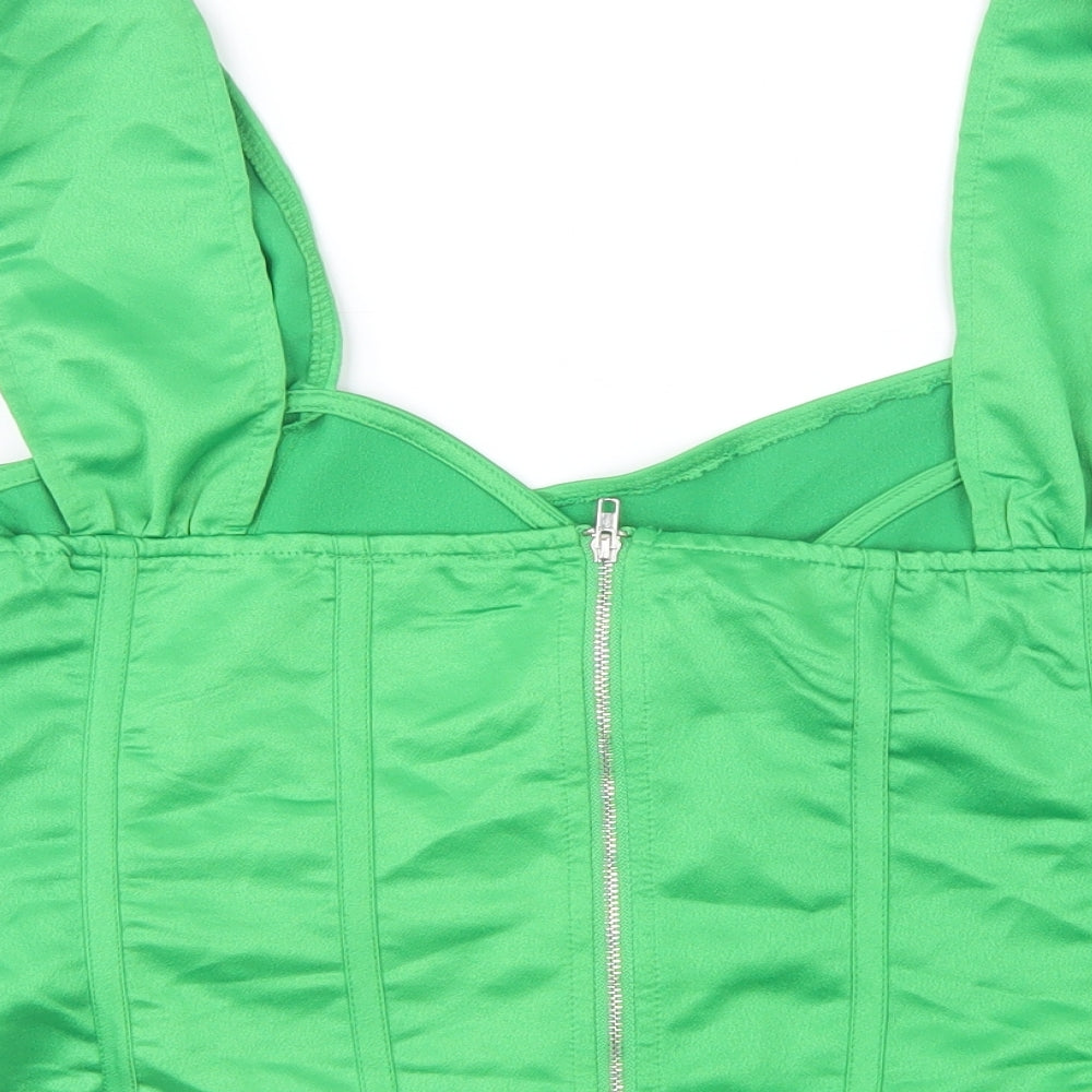 PRETTYLITTLETHING Womens Green  Polyester Cropped Blouse Size 20 Sweetheart