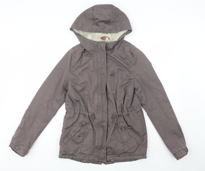H&M Womens Brown Parka Jacket Size 8 Zip
