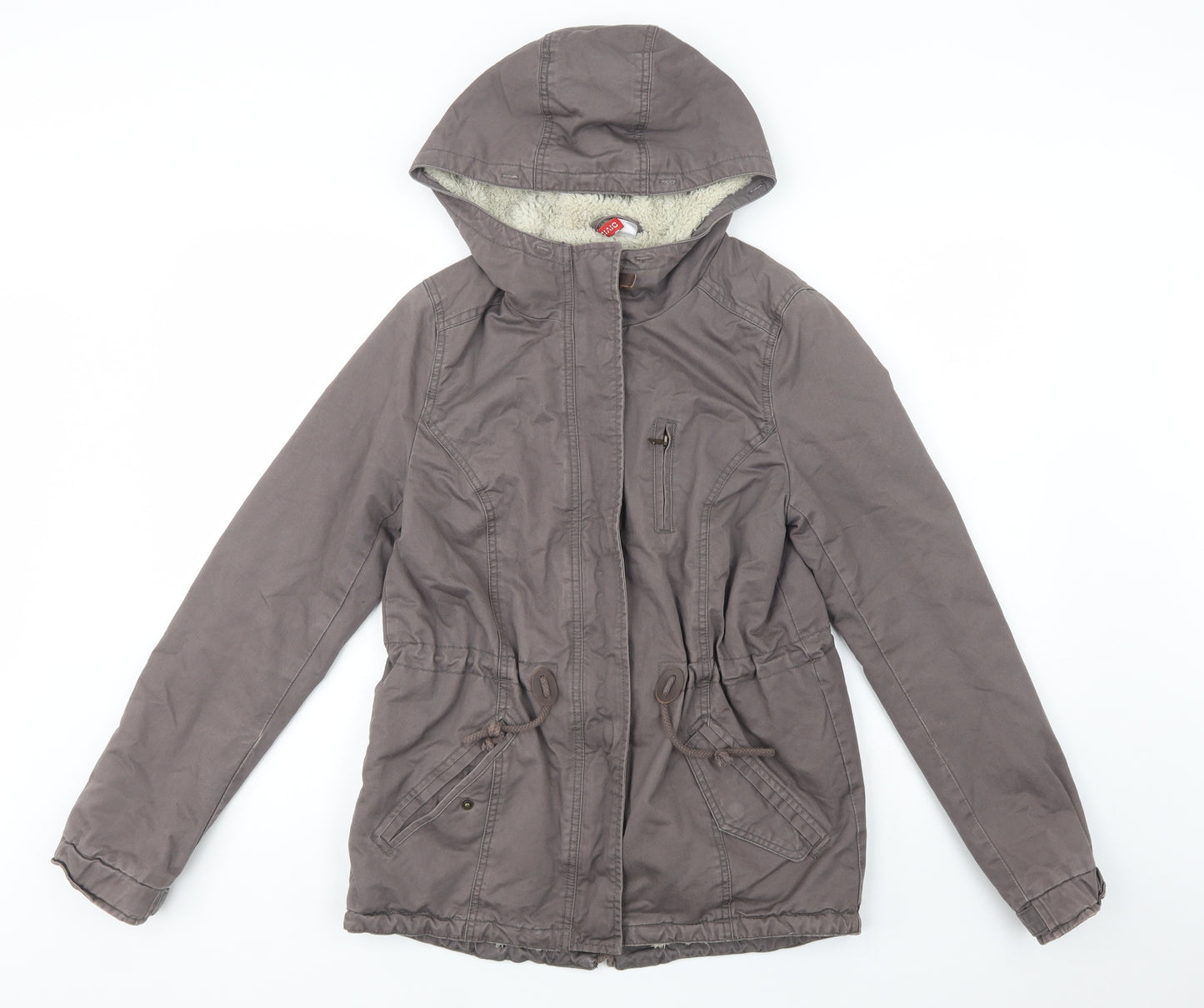 H&M Womens Brown   Parka Jacket Size 8  Zip