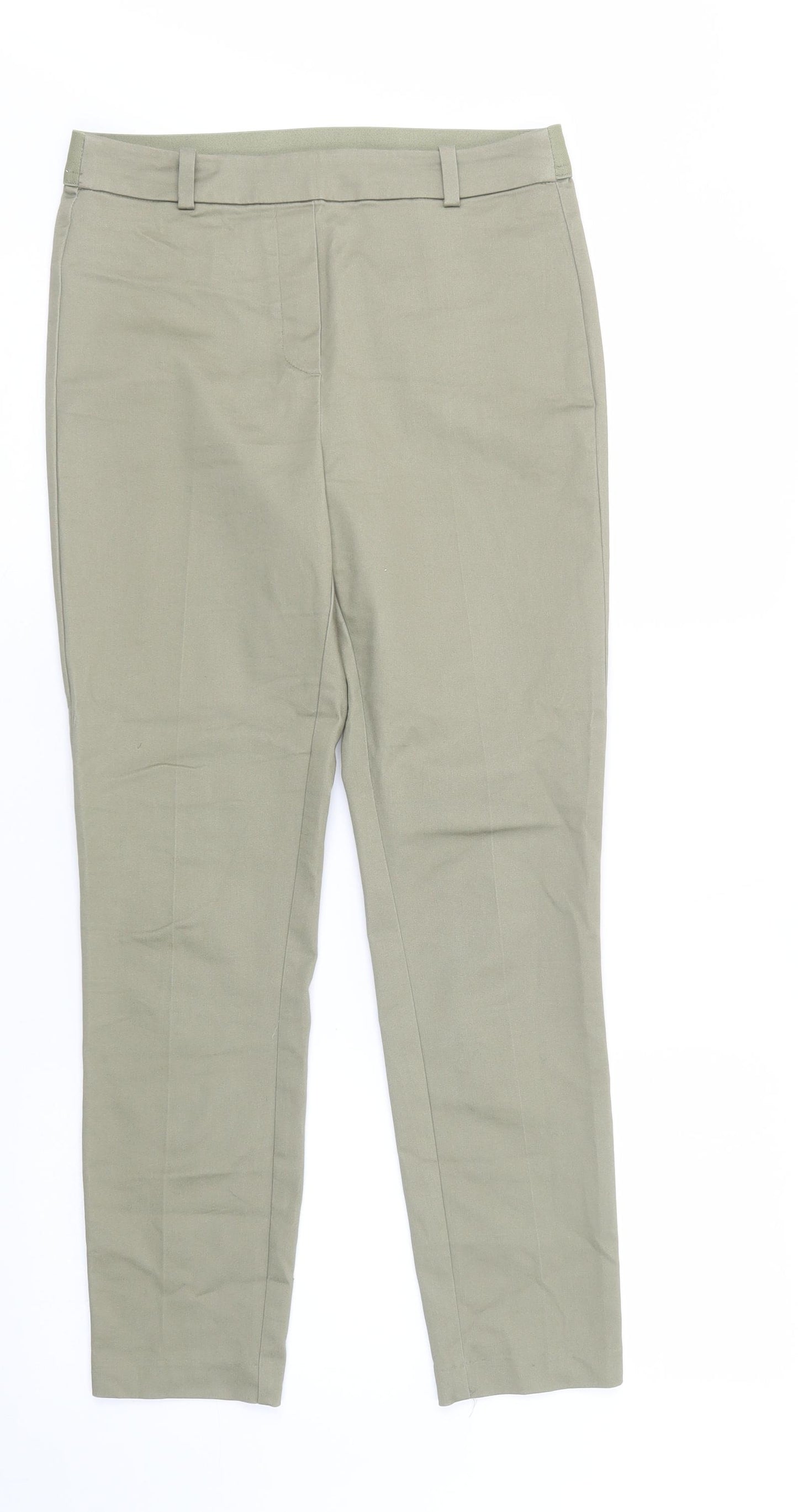 H&M Womens Green  Cotton Jegging Trousers Size 10 L28 in Regular