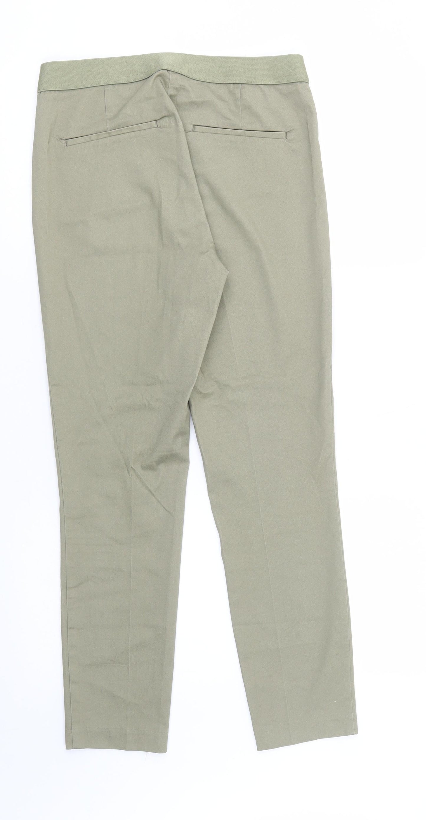 H&M Womens Green  Cotton Jegging Trousers Size 10 L28 in Regular