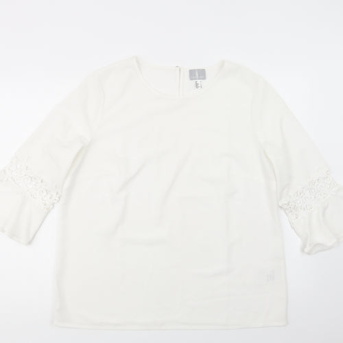Fair Lady Womens White  Polyester Basic Blouse Size 18 Boat Neck