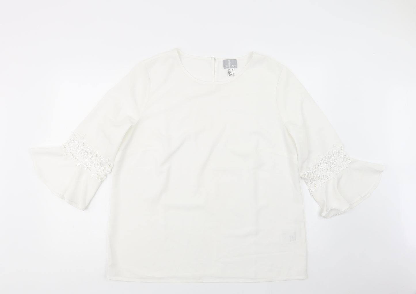 Fair Lady Womens White  Polyester Basic Blouse Size 18 Boat Neck