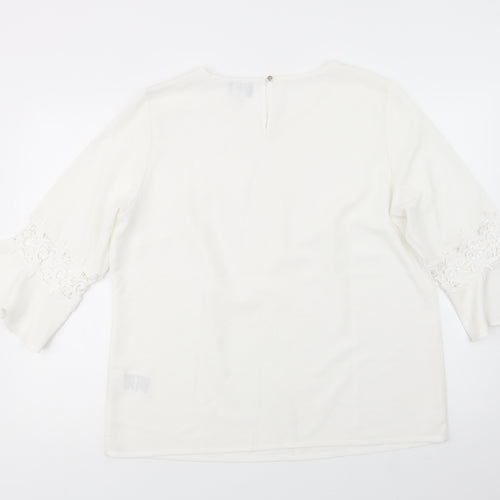 Fair Lady Womens White  Polyester Basic Blouse Size 18 Boat Neck