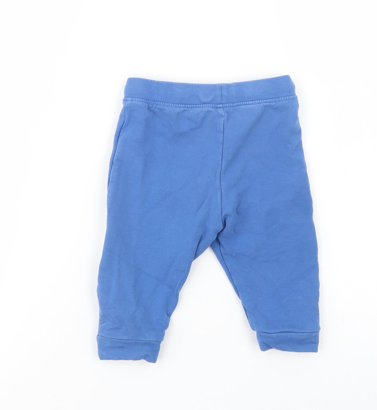 Marks and Spencer Baby Blue  Cotton Jogger Trousers Size 6-9 Months  Drawstring - Dinosaur