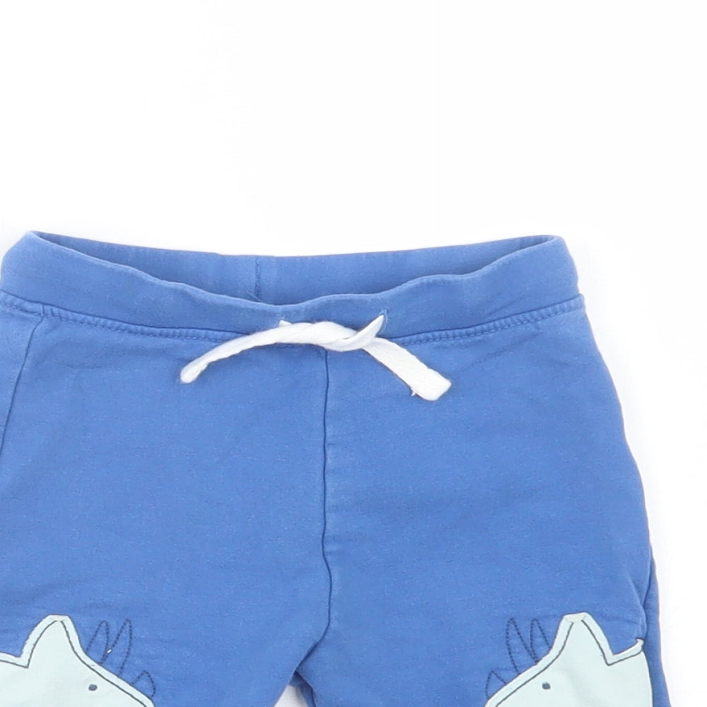 Marks and Spencer Baby Blue  Cotton Jogger Trousers Size 6-9 Months  Drawstring - Dinosaur