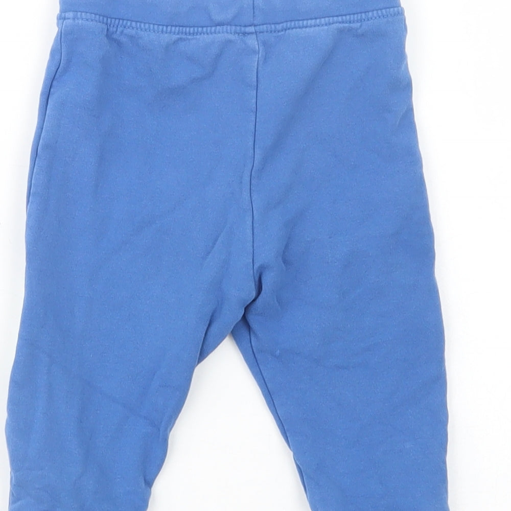 Marks and Spencer Baby Blue  Cotton Jogger Trousers Size 6-9 Months  Drawstring - Dinosaur