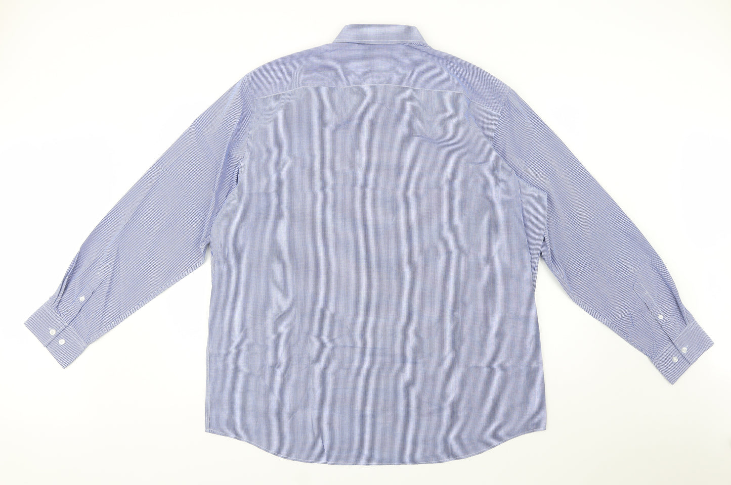 F&F Mens Blue Check Cotton  Dress Shirt Size XL Collared Button