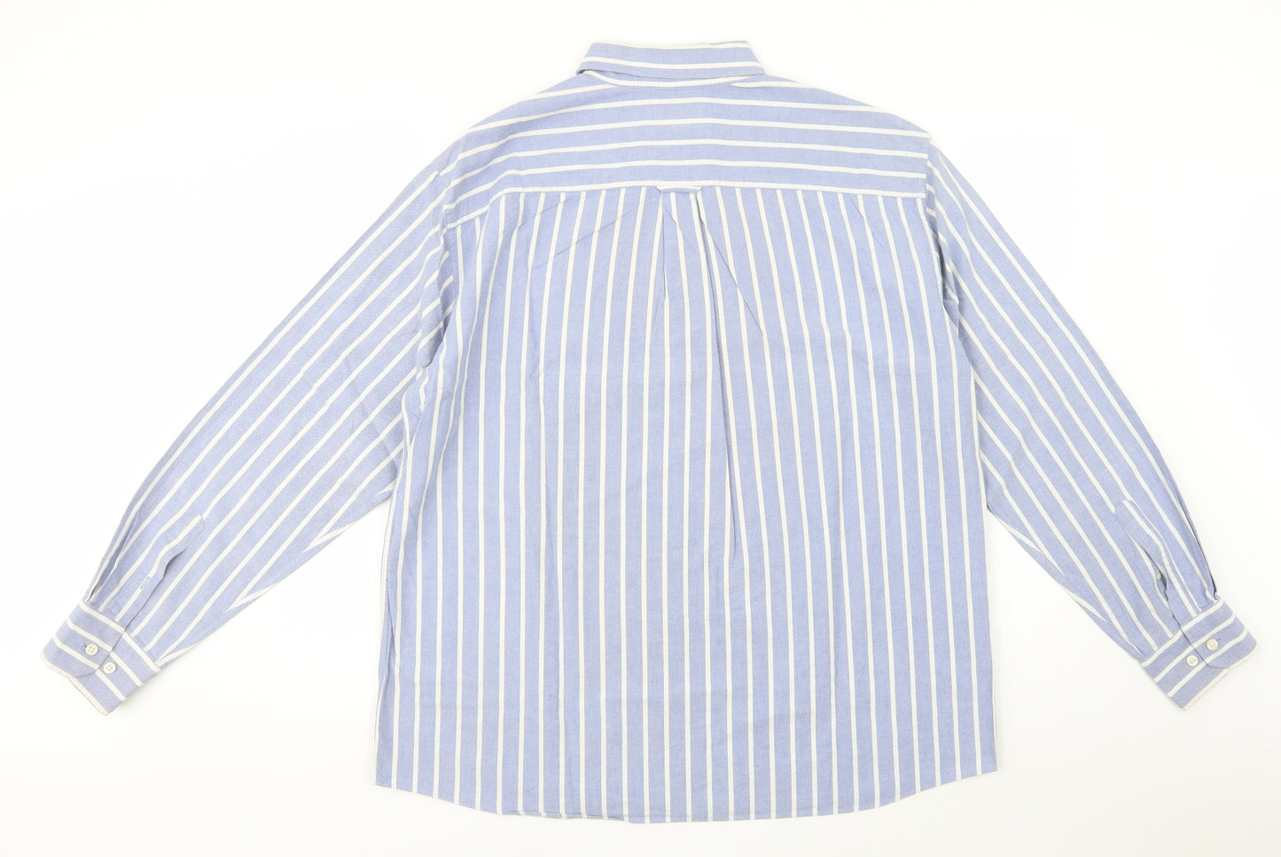 Blue Harbour Mens Blue Striped Cotton  Dress Shirt Size XL Collared Button