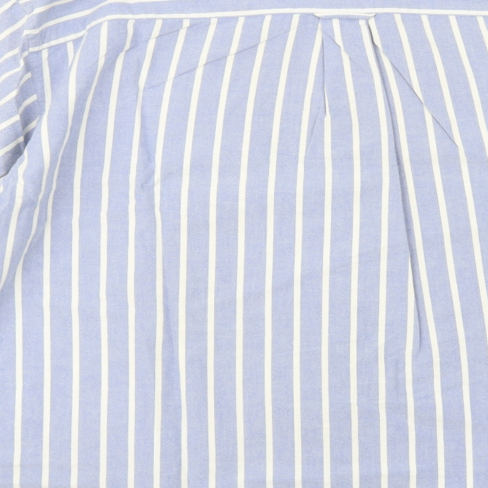 Blue Harbour Mens Blue Striped Cotton  Dress Shirt Size XL Collared Button