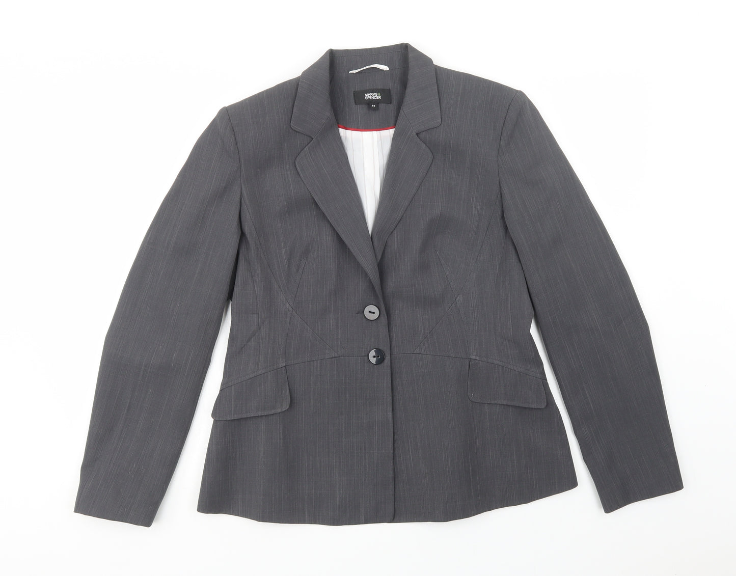 Marks and Spencer Womens Grey   Jacket Blazer Size 14  Button