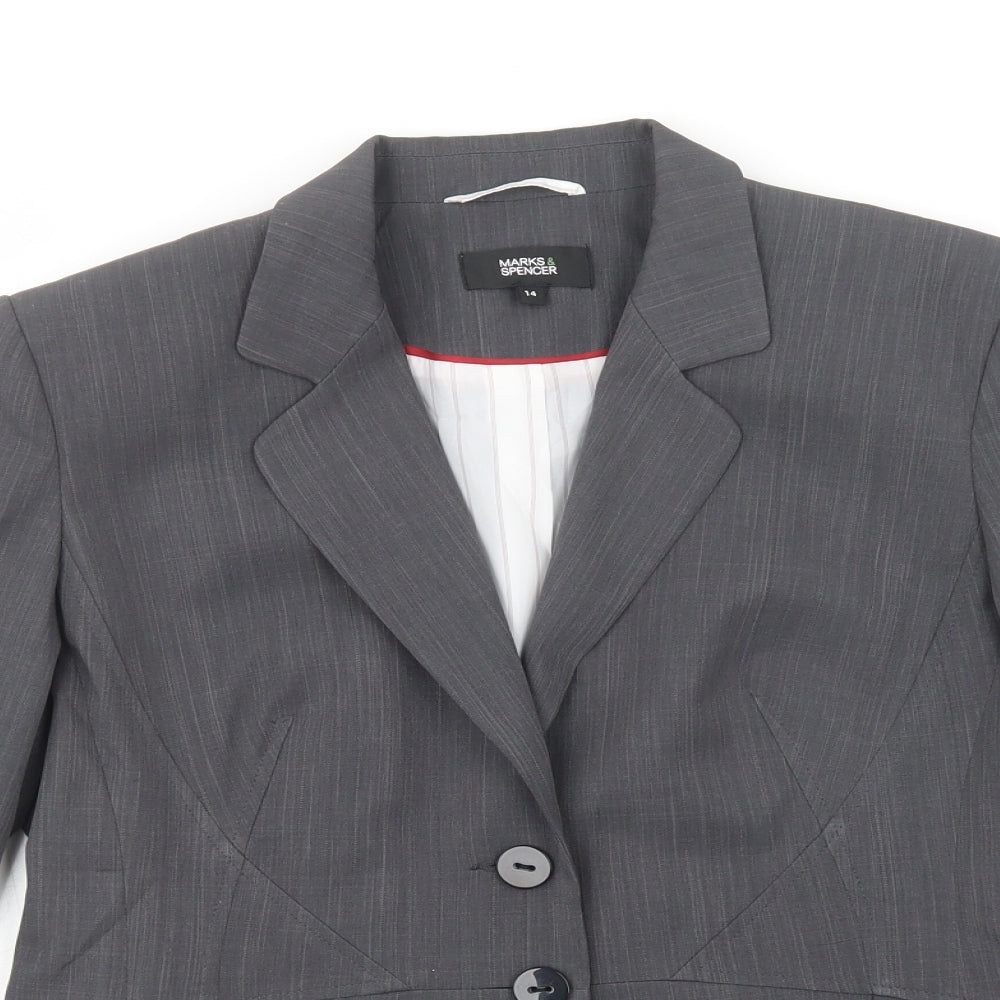 Marks and Spencer Womens Grey   Jacket Blazer Size 14  Button