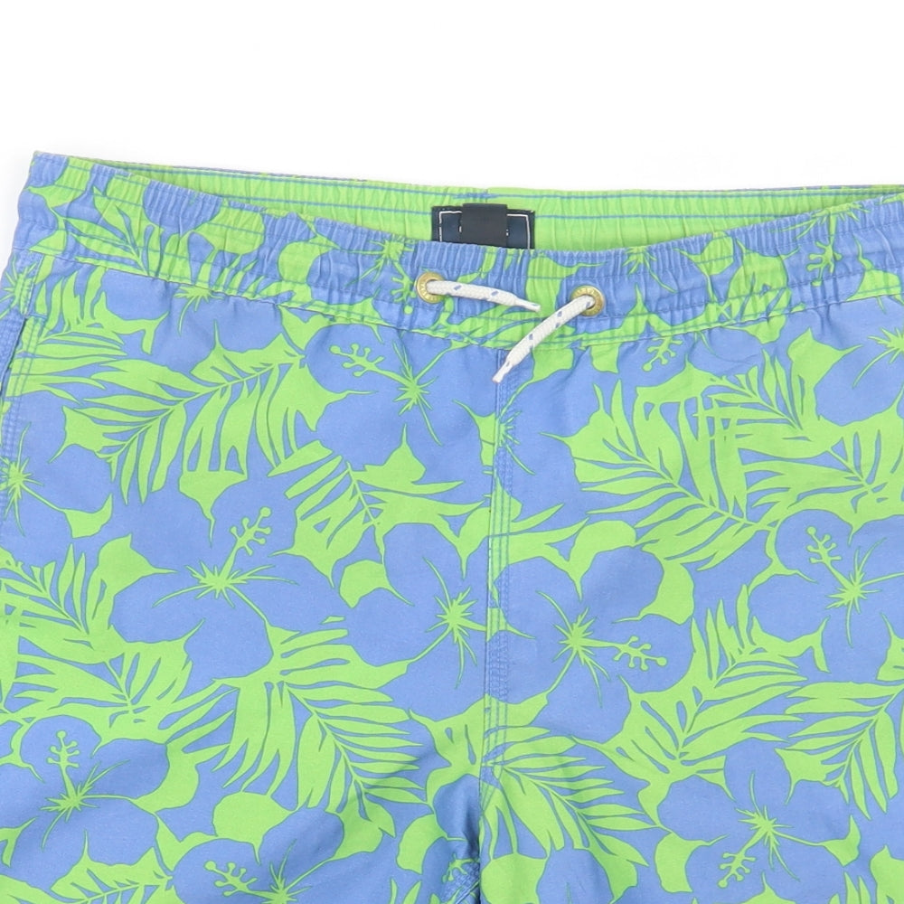 GASP Boys Blue Floral Polyester Bermuda Shorts Size 12 Years  Regular Drawstring