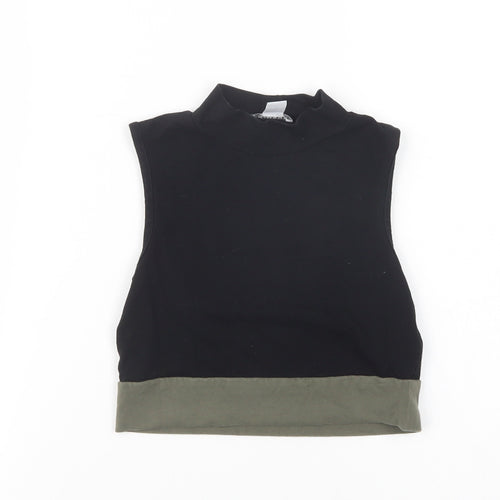 Primark Girls Black  Cotton Basic Blouse Size 9-10 Years Mock Neck Pullover