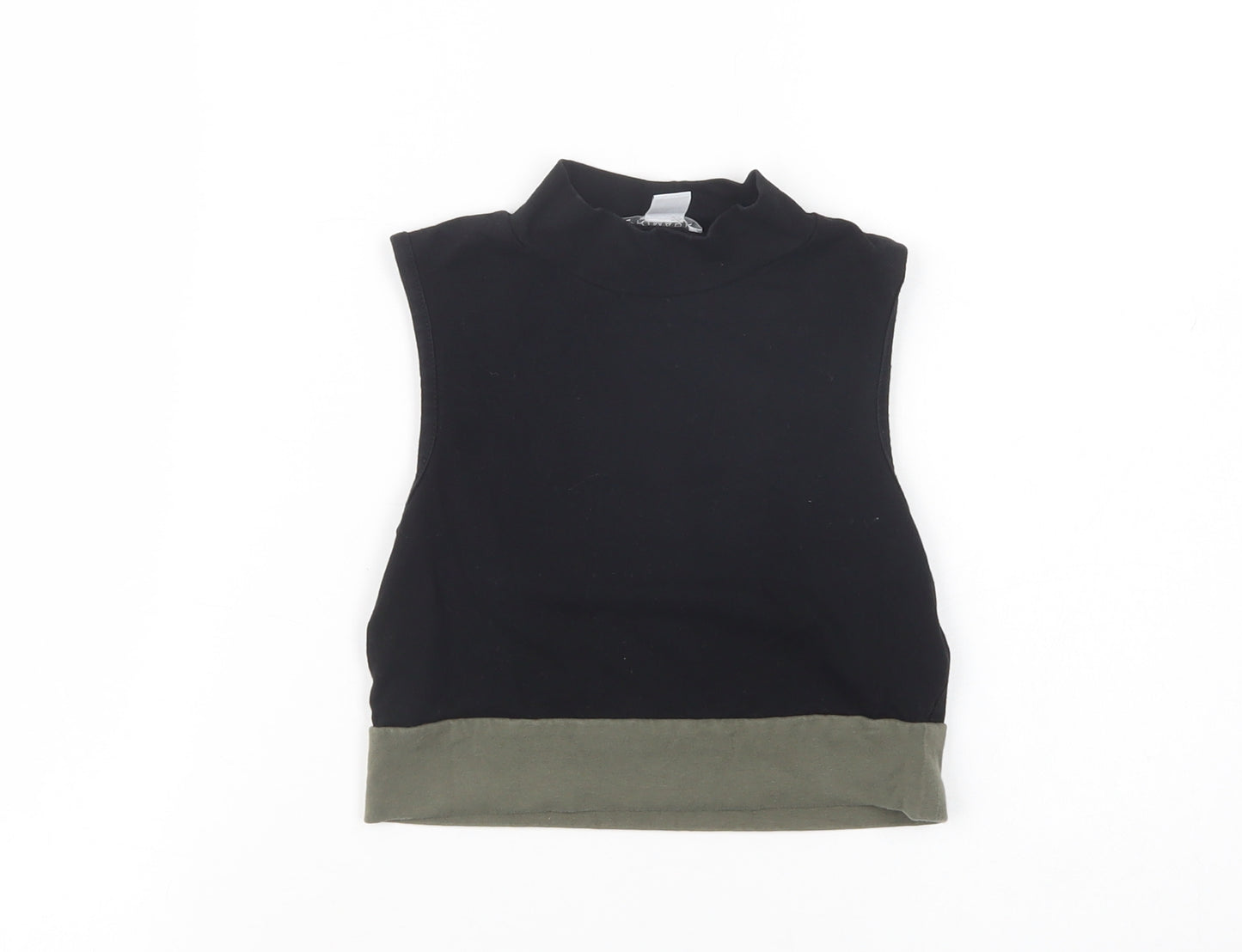 Primark Girls Black  Cotton Basic Blouse Size 9-10 Years Mock Neck Pullover