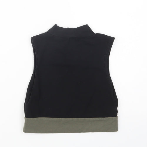 Primark Girls Black  Cotton Basic Blouse Size 9-10 Years Mock Neck Pullover