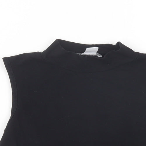 Primark Girls Black  Cotton Basic Blouse Size 9-10 Years Mock Neck Pullover