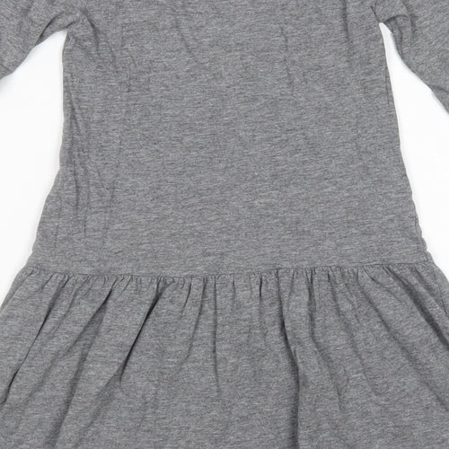 H&M Girls Grey  Cotton T-Shirt Dress  Size 5-6 Years  Crew Neck Pullover - Panda