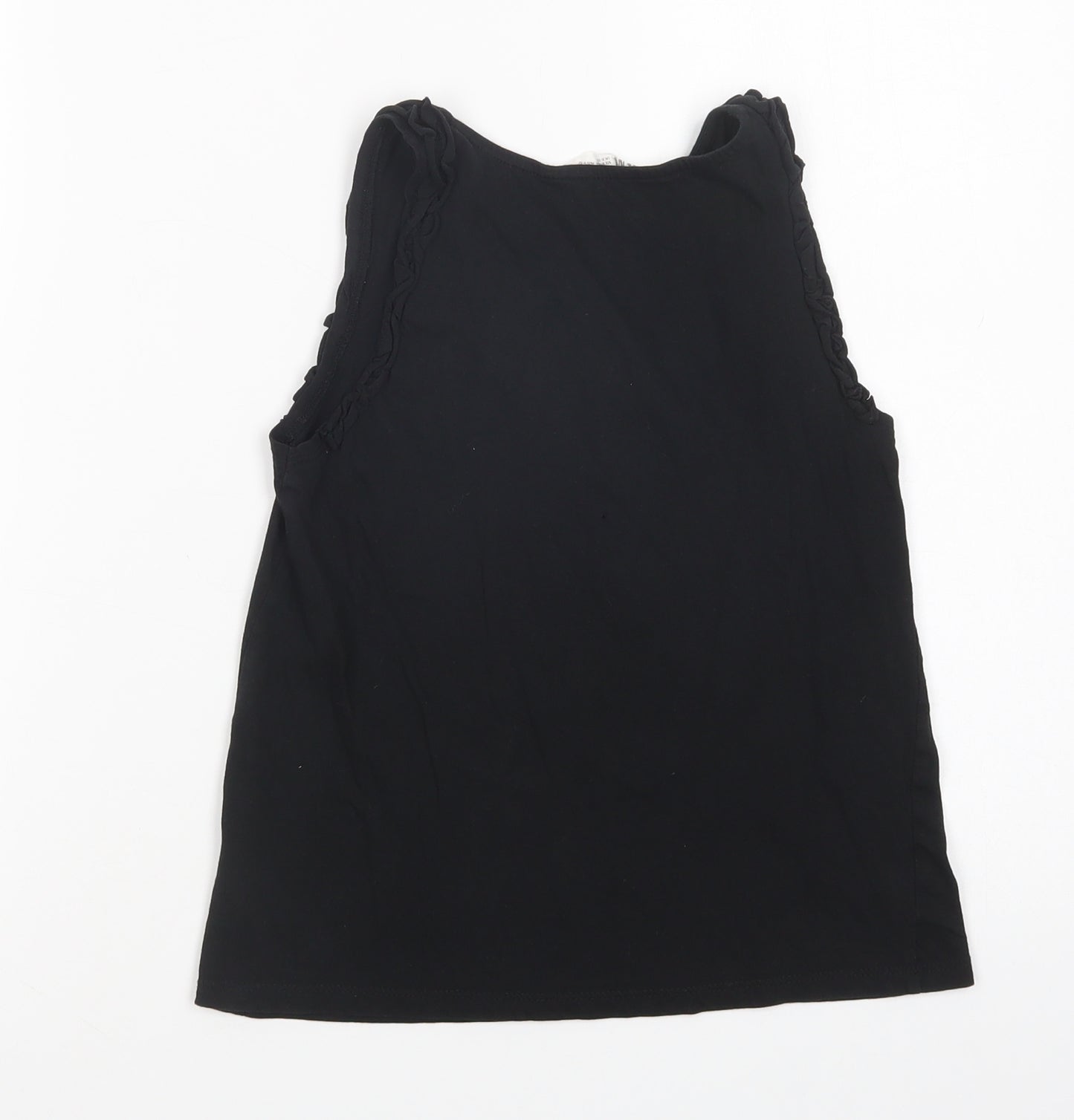 H&M Girls Black  Cotton Basic Tank Size 9-10 Years Scoop Neck Pullover - Cute Cat