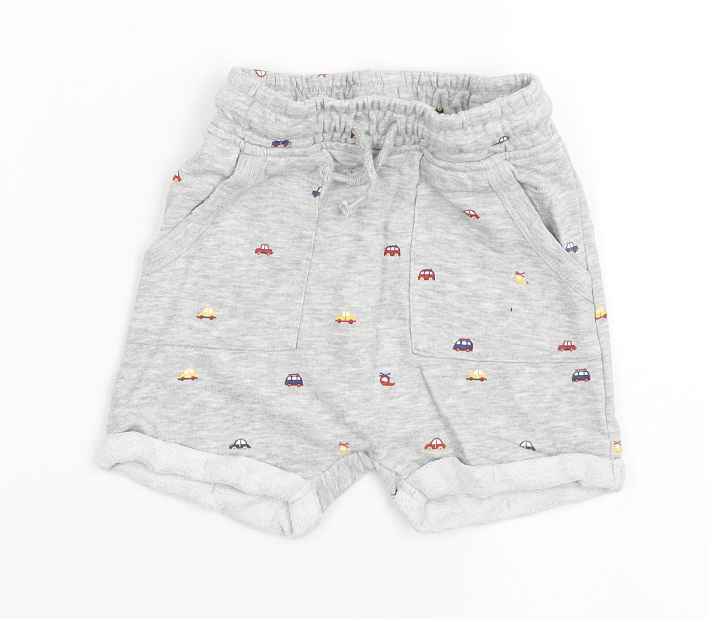 George Boys Grey  Cotton Sweat Shorts Size 2-3 Years  Regular Drawstring - Cars