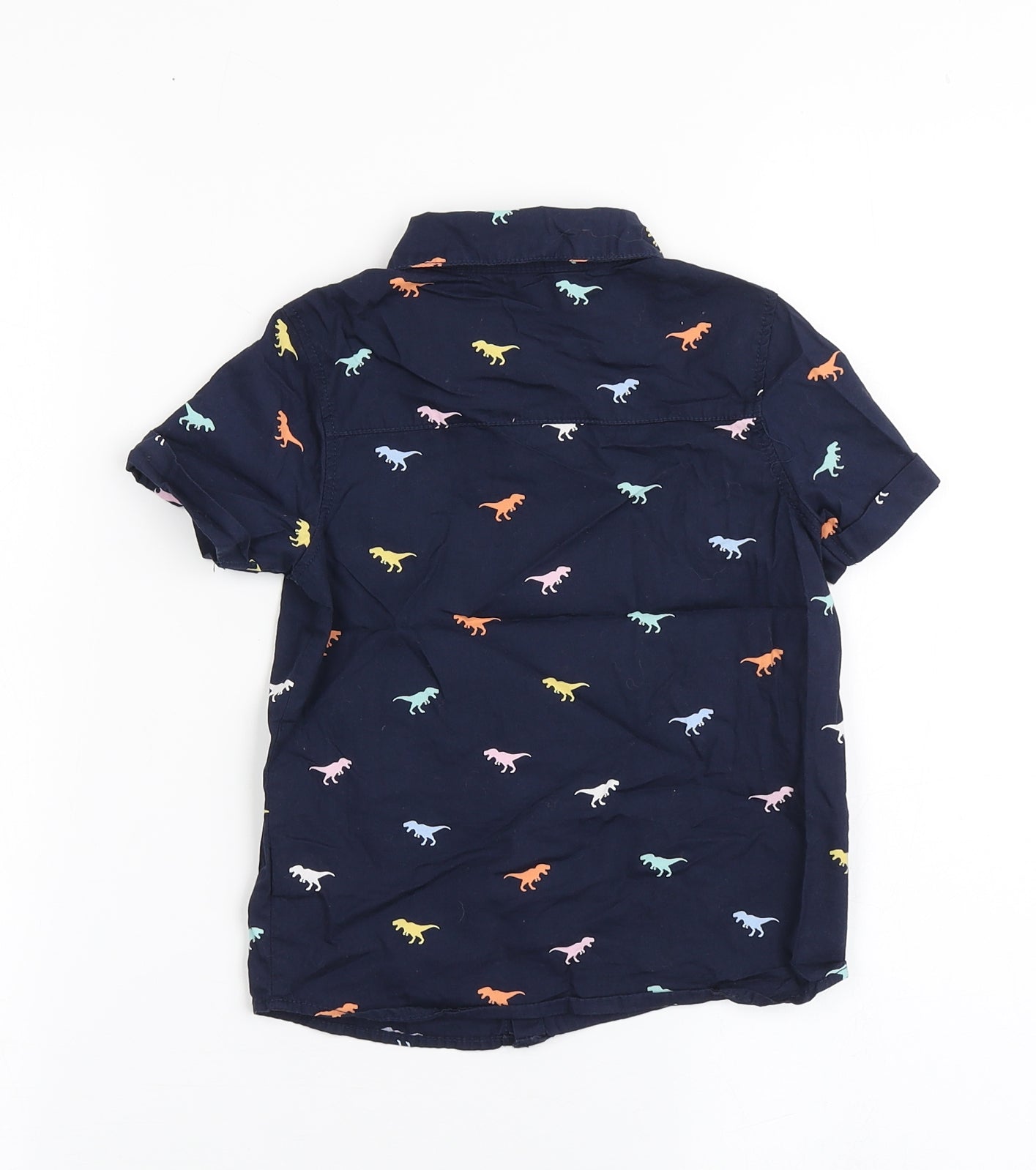 Primark Boys Blue  100% Cotton Basic Button-Up Size 24 Months Collared Button - Dinosaur