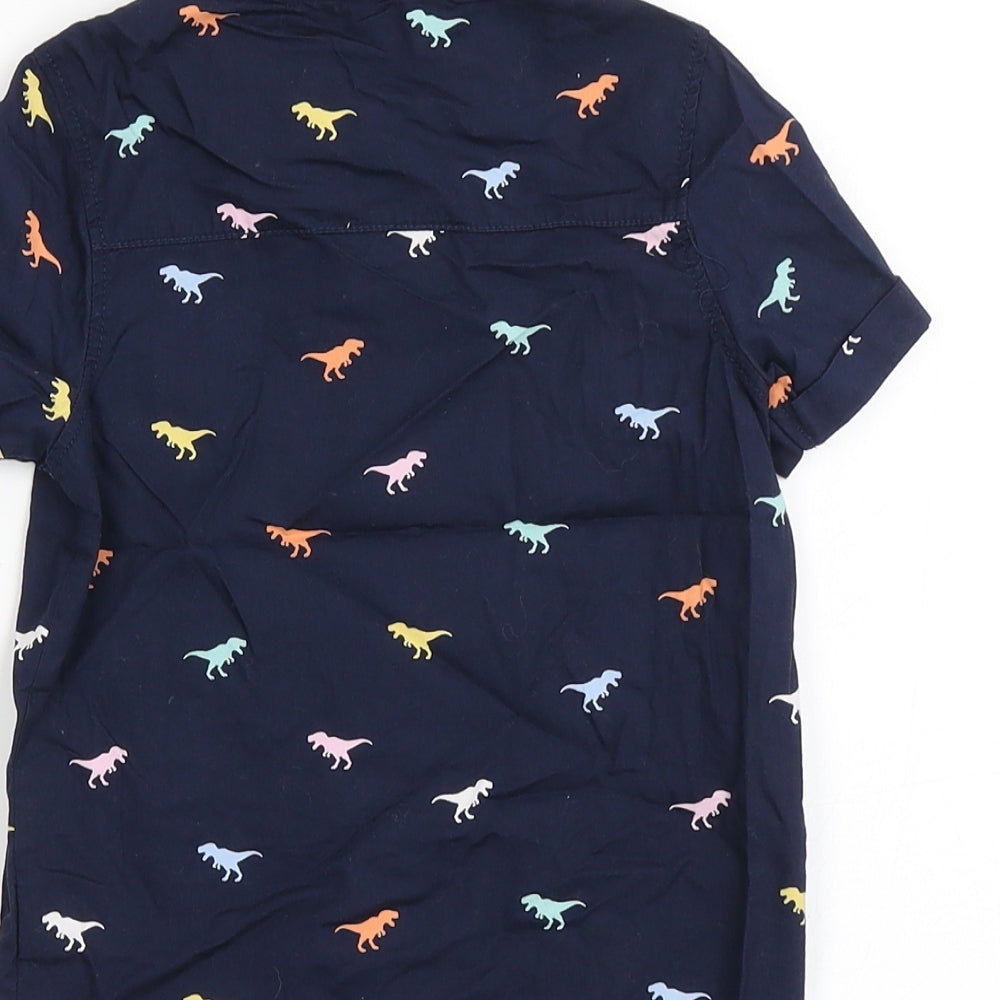 Primark Boys Blue  100% Cotton Basic Button-Up Size 24 Months Collared Button - Dinosaur