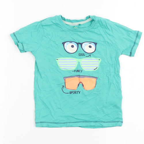 Cool Club Boys Green  Polyester Basic T-Shirt Size 2-3 Years Round Neck Pullover - Sporty, Cool