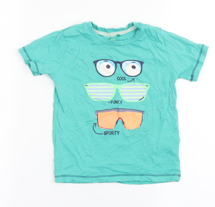 Cool Club Boys Green Polyester Basic T-Shirt Size 2-3 Years Round Neck Pullover - Sporty, Cool