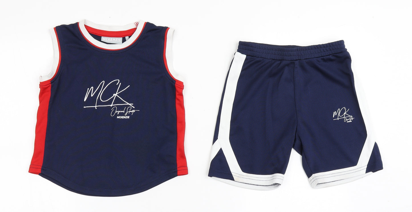 McKenzie Boys Blue  Polyester Shorts Set Outfit/Set Size 24 Months  Pullover