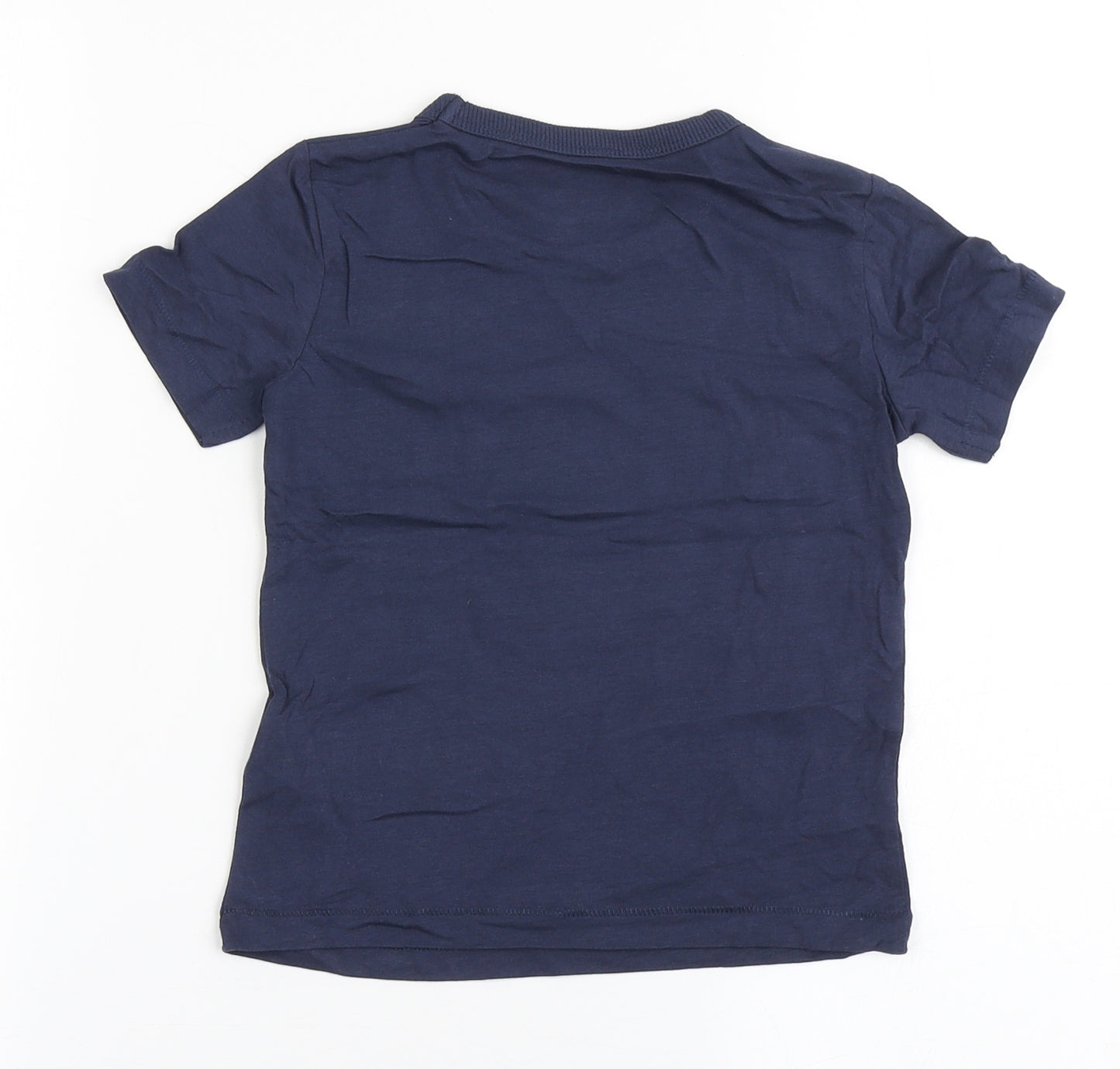 Blue Zoo Boys Blue  100% Cotton Basic T-Shirt Size 2-3 Years Round Neck Pullover - Fire Engine